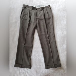 Ralph Lauren Wool Dress Pants Mens 30x30 Houndstooth Cuffed Pleated Grey